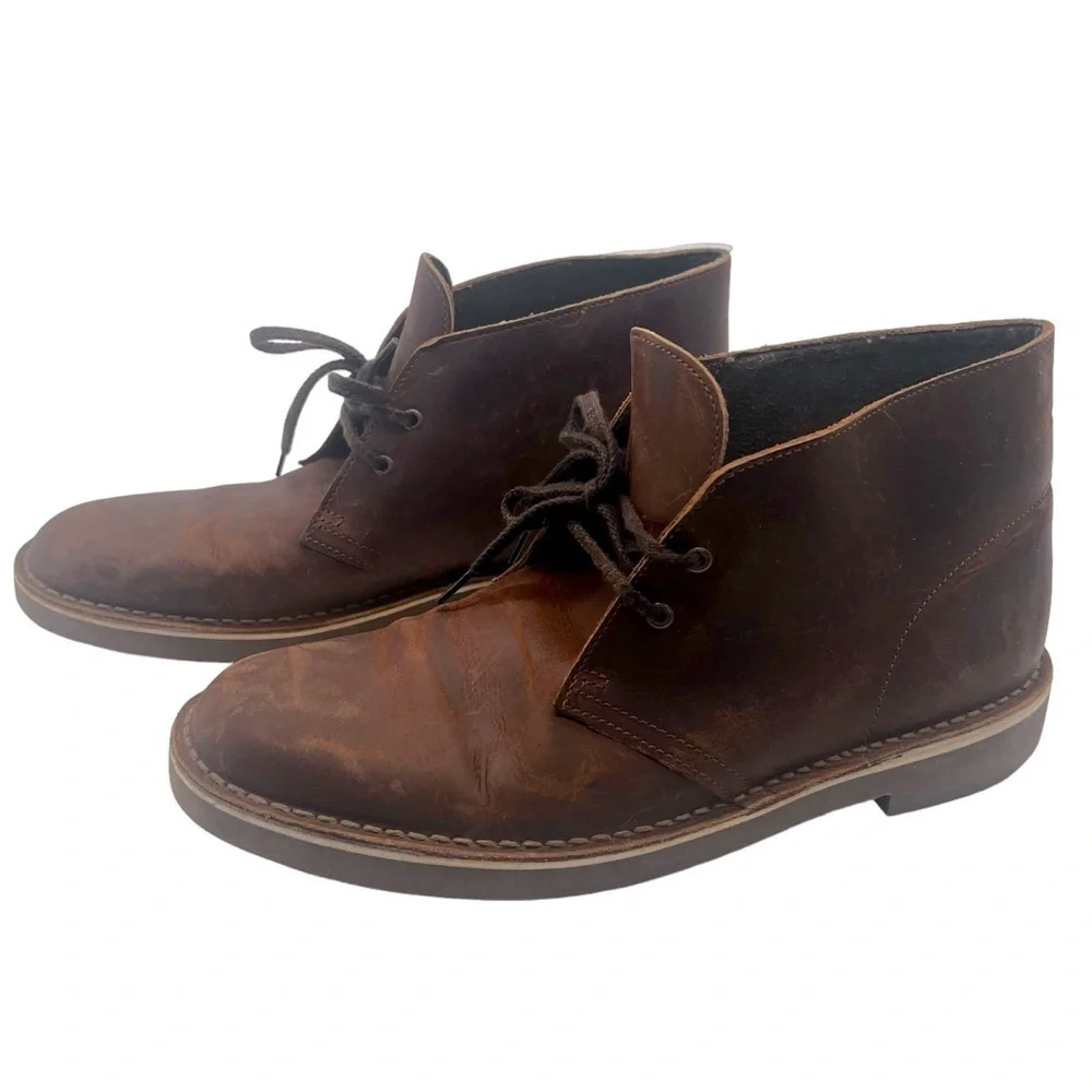 Clarks Buschacre Dark Brown Chukka Lace Up Leather Men's Boots Size 9